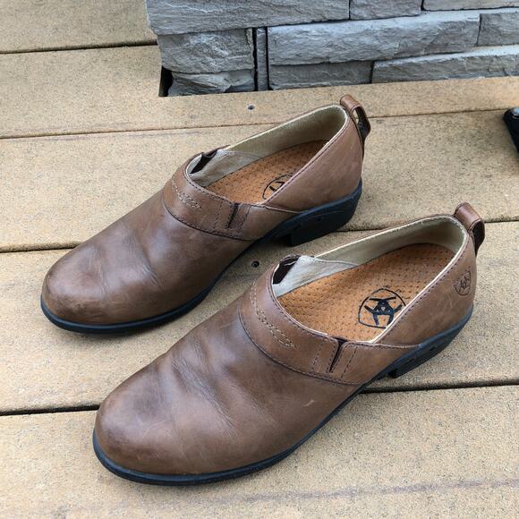 Ariat Slip On Sandal Western Paddock Leather size 7 B - Picture 3 of 11